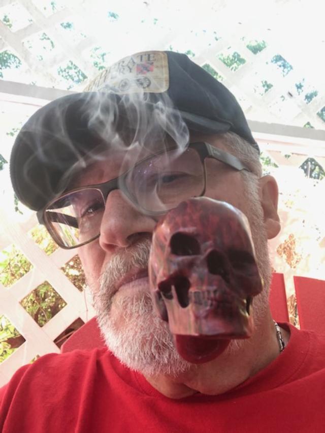 Customer Photo - M-101d-briar - Bordeaux Red / Black - Quasimodo Skull Pipe by Oguz Simsek.