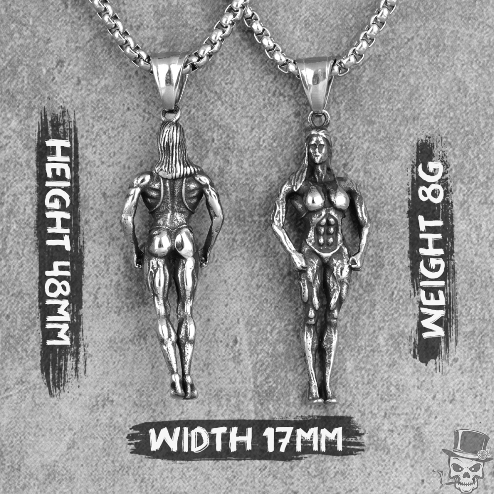 Femal Bodybuilding Fitness Long Necklaces Pendant Chain Stainless Steel