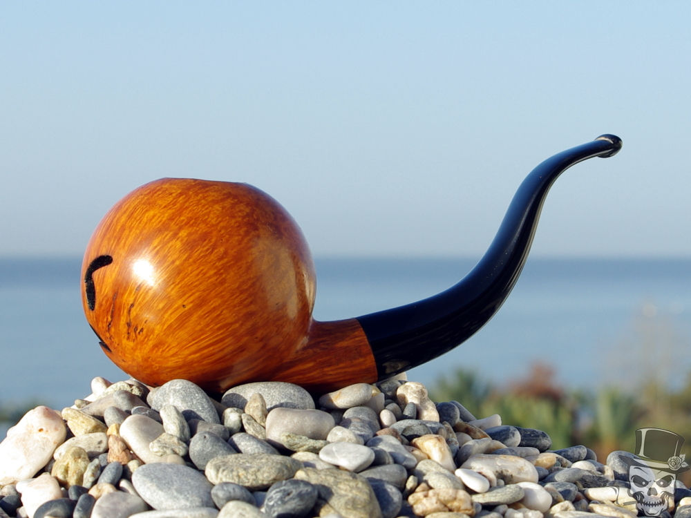 Briar Wood Tobacco Pipe of Angry Emoji Face Fine Art Pipes