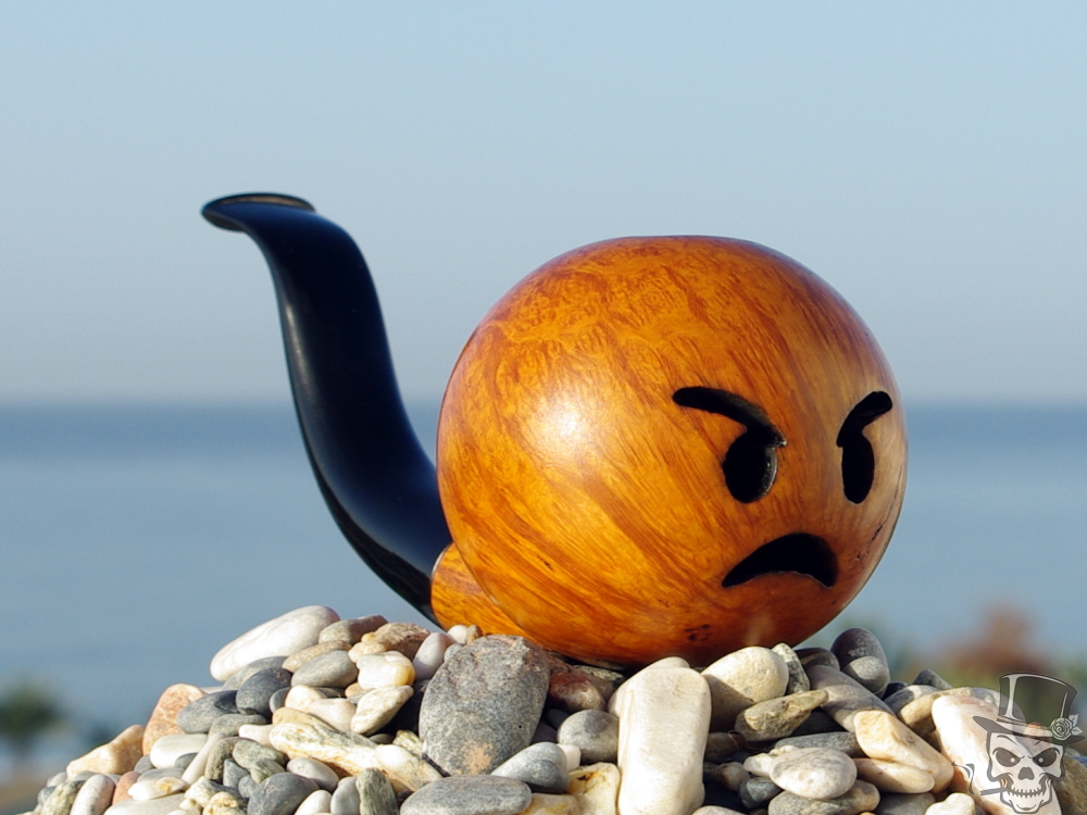 Briar Wood Tobacco Pipe of Angry Emoji Face Fine Art Pipes
