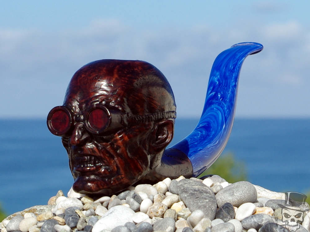 Briar Wood Portrait Tobacco Pipe Bust of Mr. Freeze Fine Art Pipes