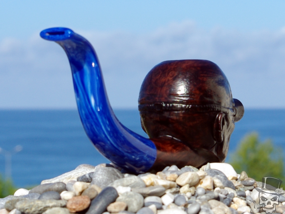 Briar Wood Portrait Tobacco Pipe Bust of Mr. Freeze Fine Art Pipes