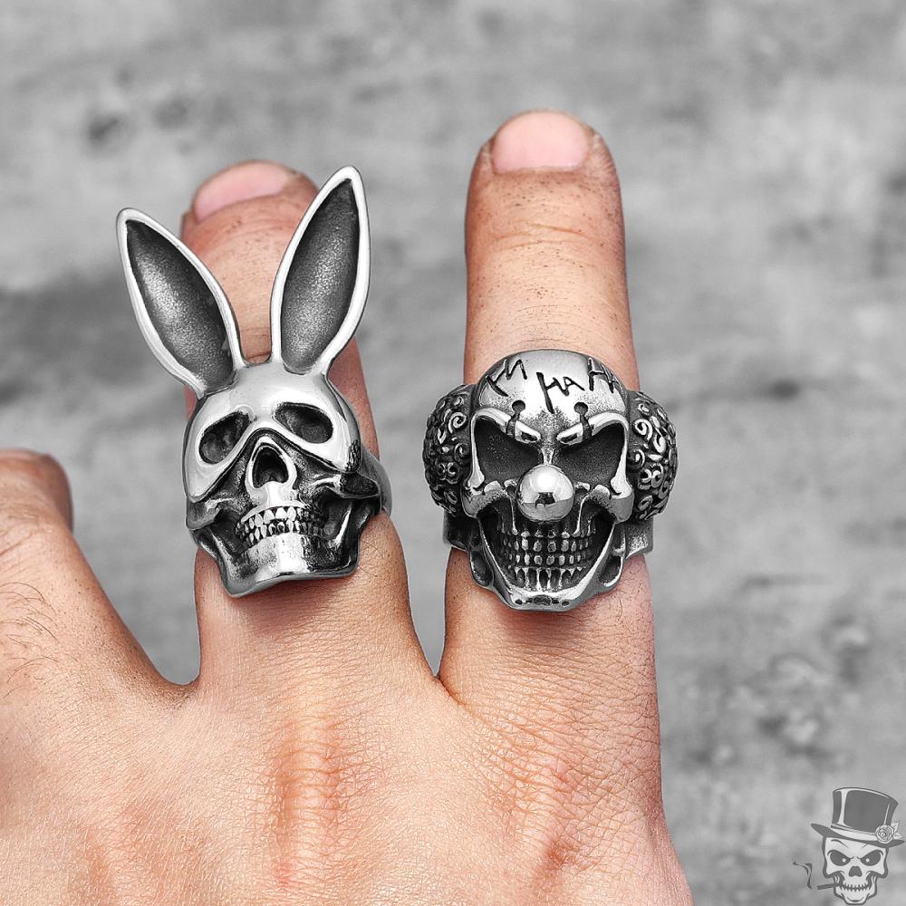 Sculpt Rings™ Clown Joker Skull Punk Ring in Stainless Steel